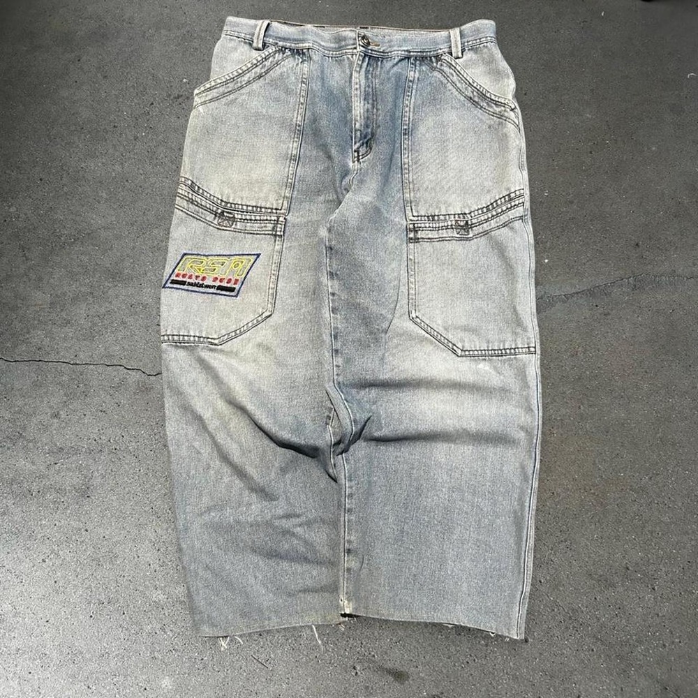 Vintage 90s women's baggy wide leg skater racer cyber jnco style jeans 32x25